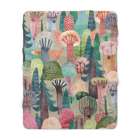 Enchanted forest Sherpa Fleece Blanket