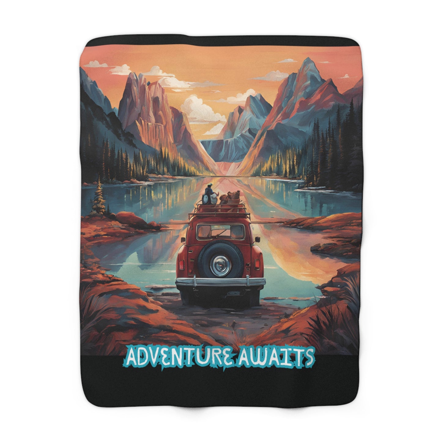 Adventure Awaits Sherpa Fleece Blanket