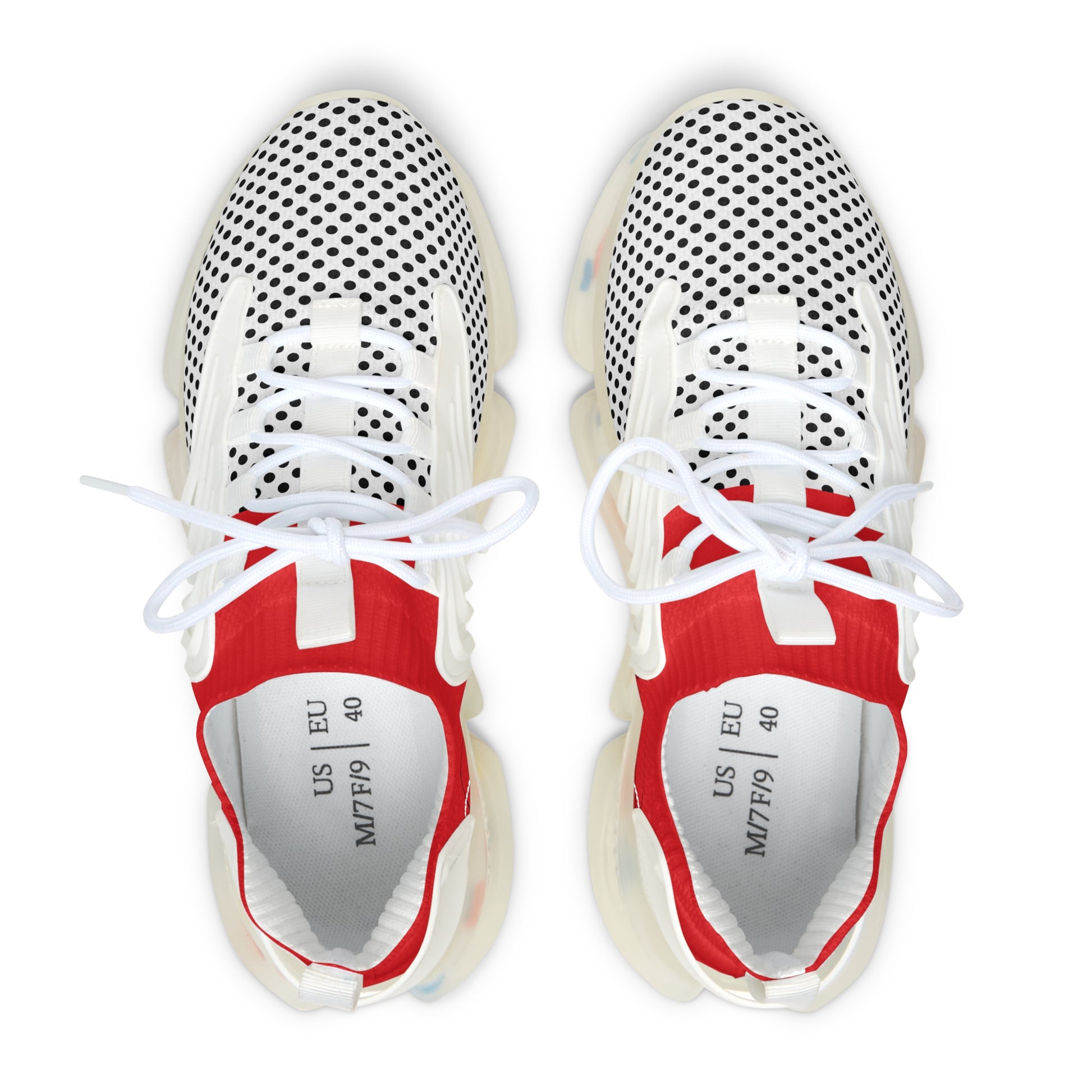 Black Polka Dot with Red Mesh Sneakers