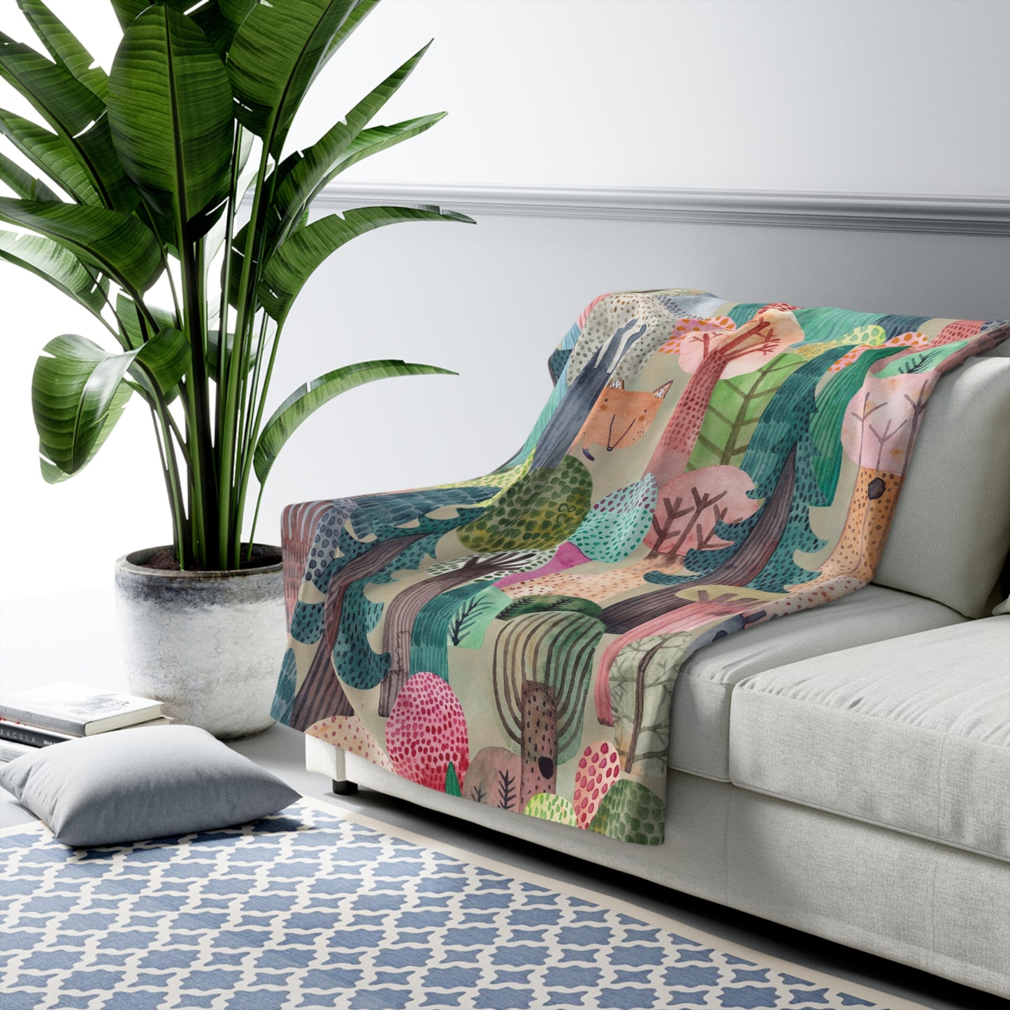 Enchanted forest Sherpa Fleece Blanket