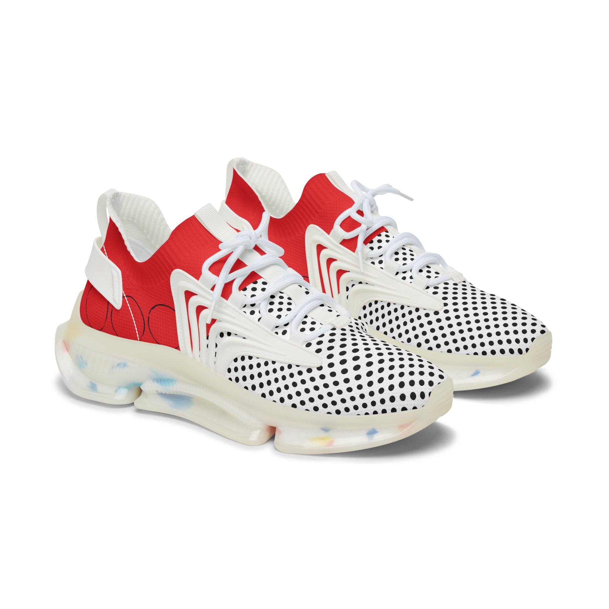 Black Polka Dot with Red Mesh Sneakers