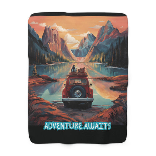 Adventure Awaits Sherpa Fleece Blanket