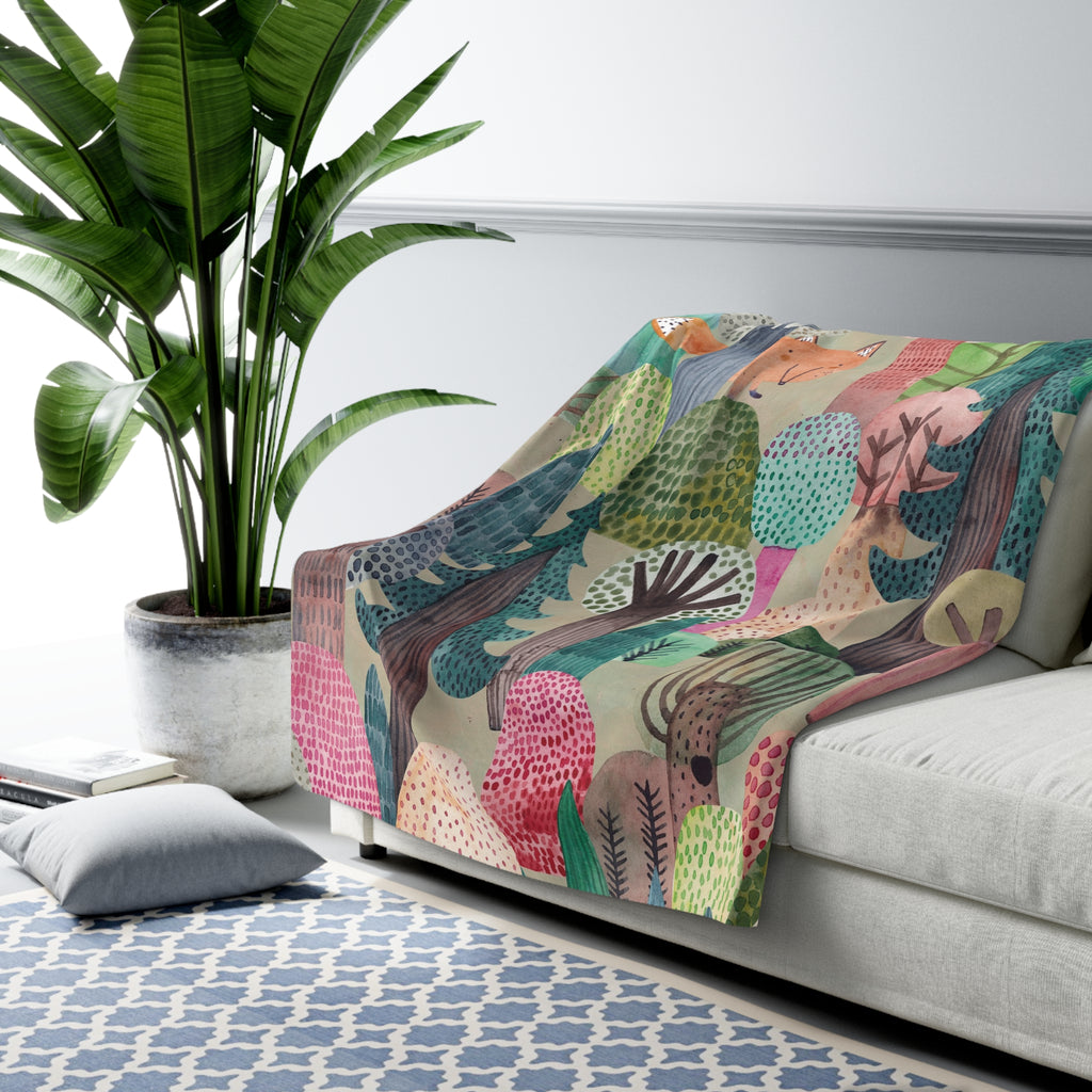 Enchanted forest Sherpa Fleece Blanket