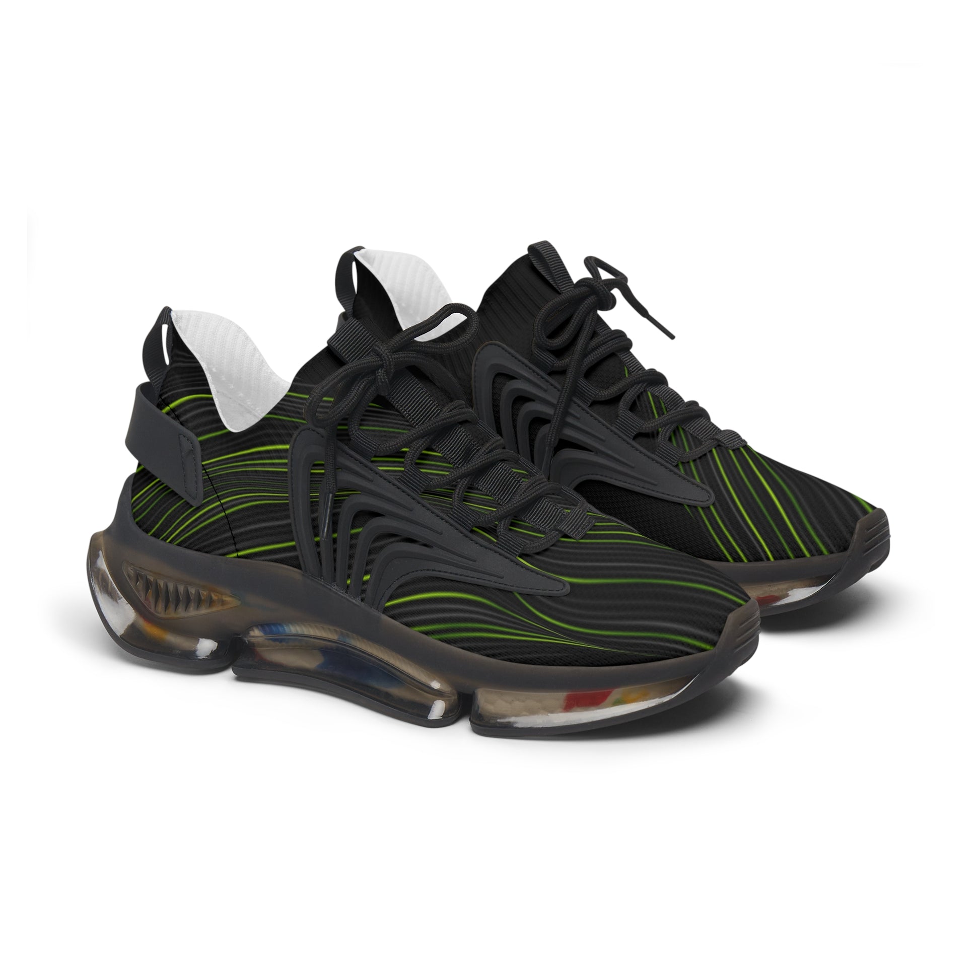 Green and Black Women's Mesh Sneakers