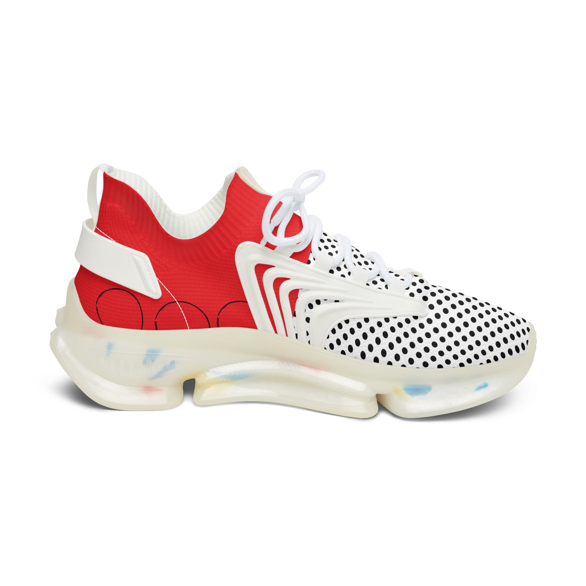 Black Polka Dot with Red Mesh Sneakers