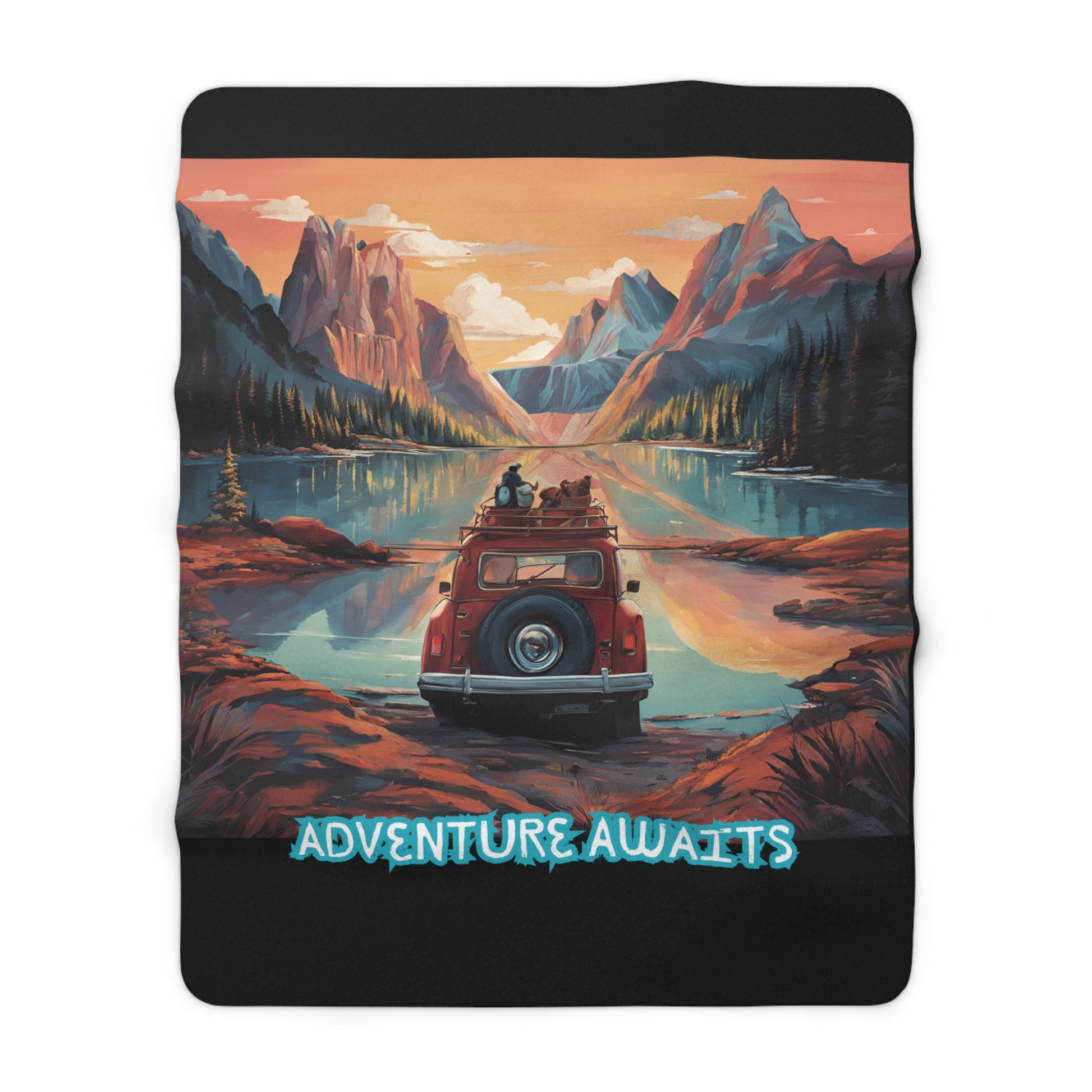 Adventure Awaits Sherpa Fleece Blanket