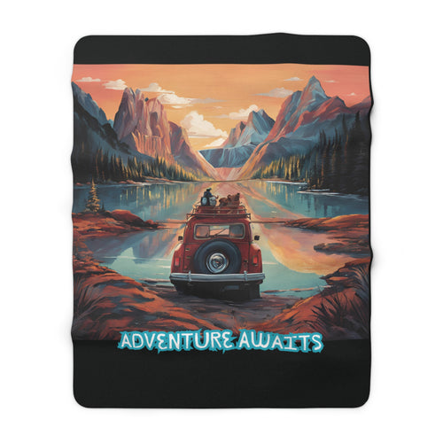 Adventure Awaits Sherpa Fleece Blanket