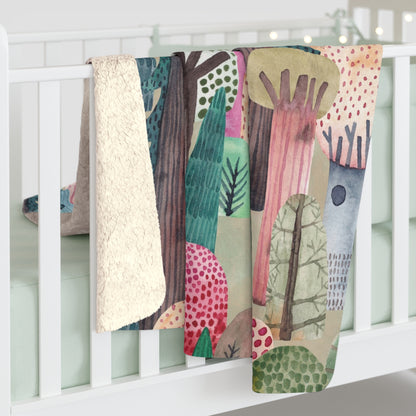Enchanted forest Sherpa Fleece Blanket