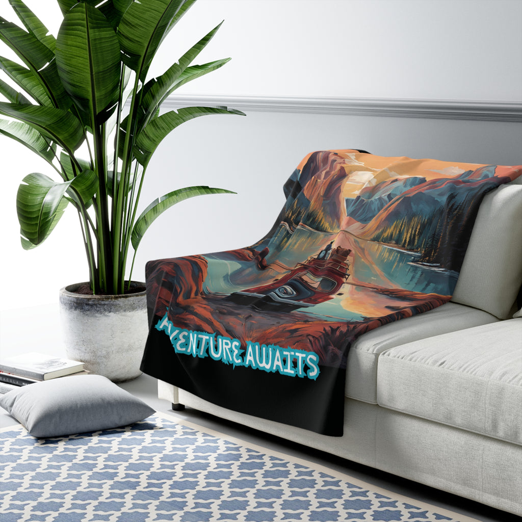 Adventure Awaits Sherpa Fleece Blanket