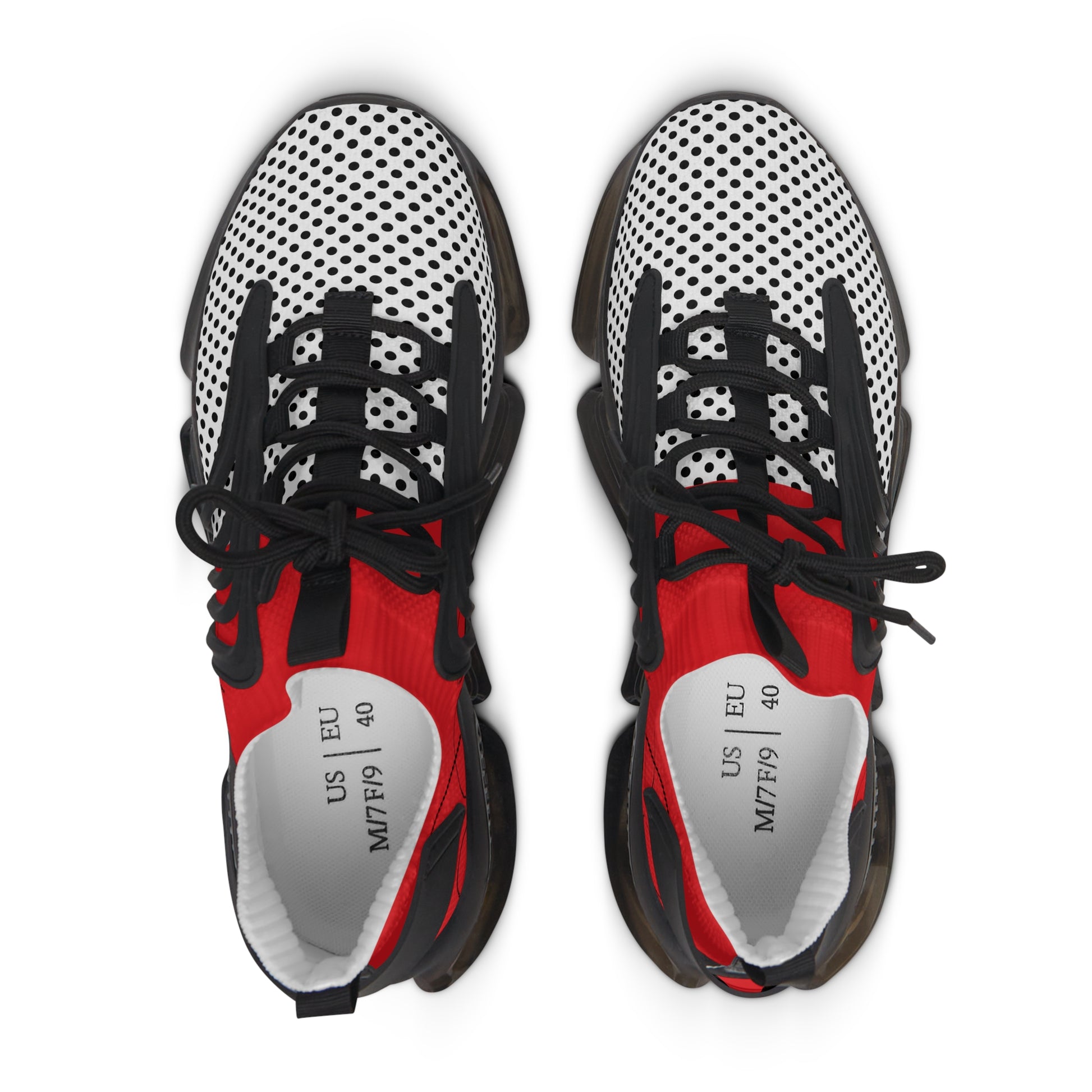 Black Polka Dot with Red Mesh Sneakers