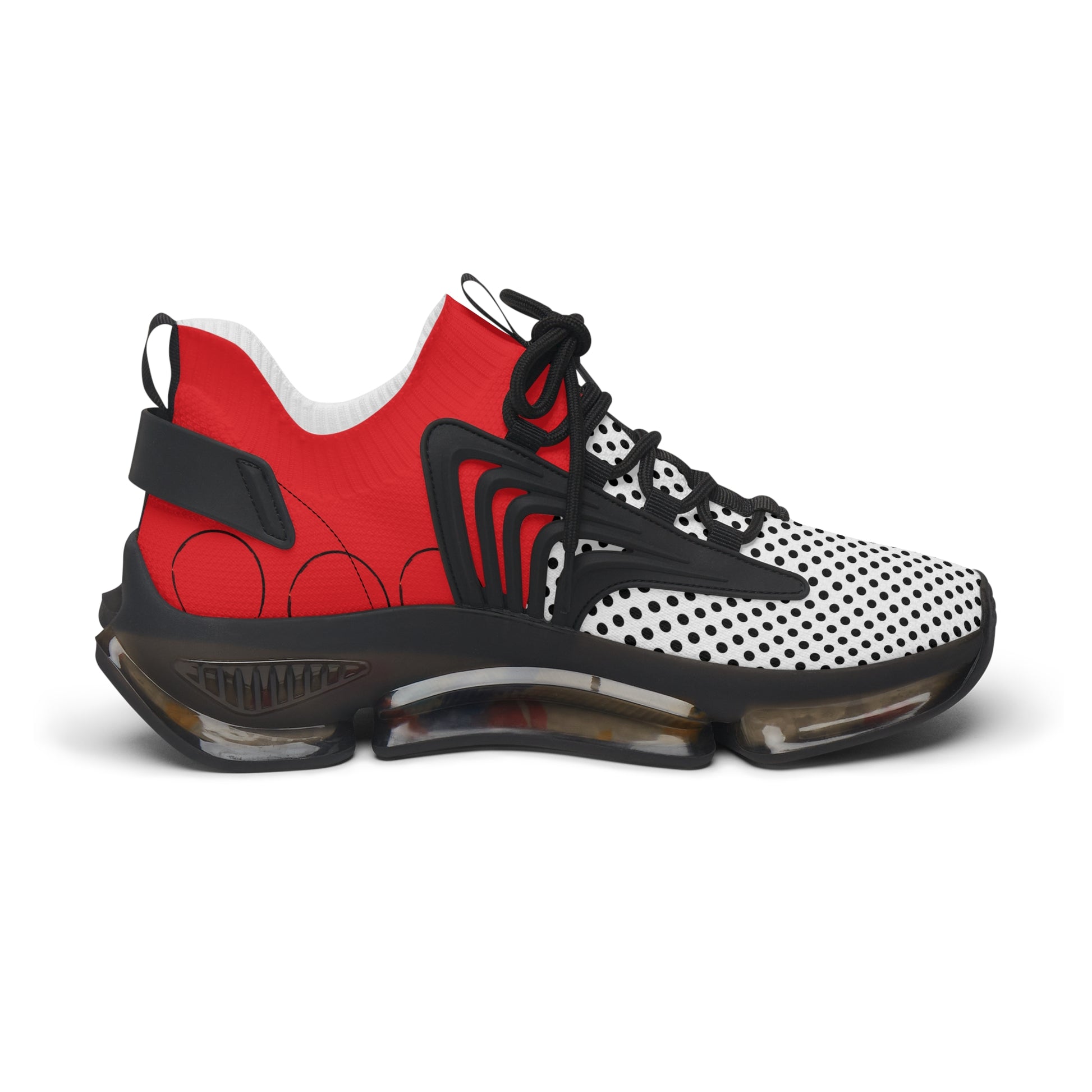Black Polka Dot with Red Mesh Sneakers